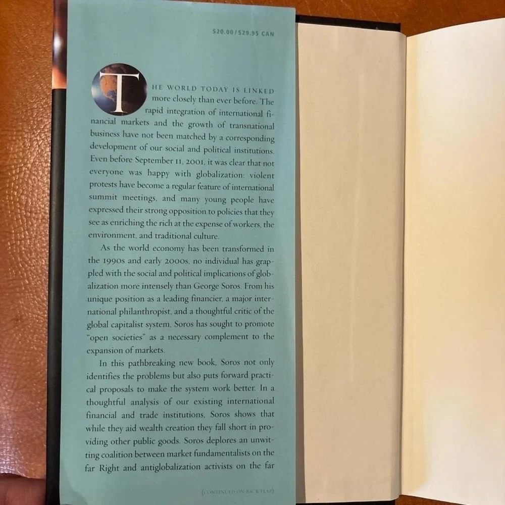 On Globalization by George Soros Hardcover Book Neoliberalism Dark Money Politic